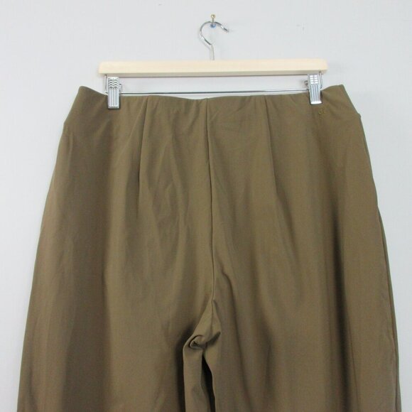 Aday Women's Cropped Pants L Brown High Waist Pull On Slim Leg Travel Casual 322 - Picture 6 of 10